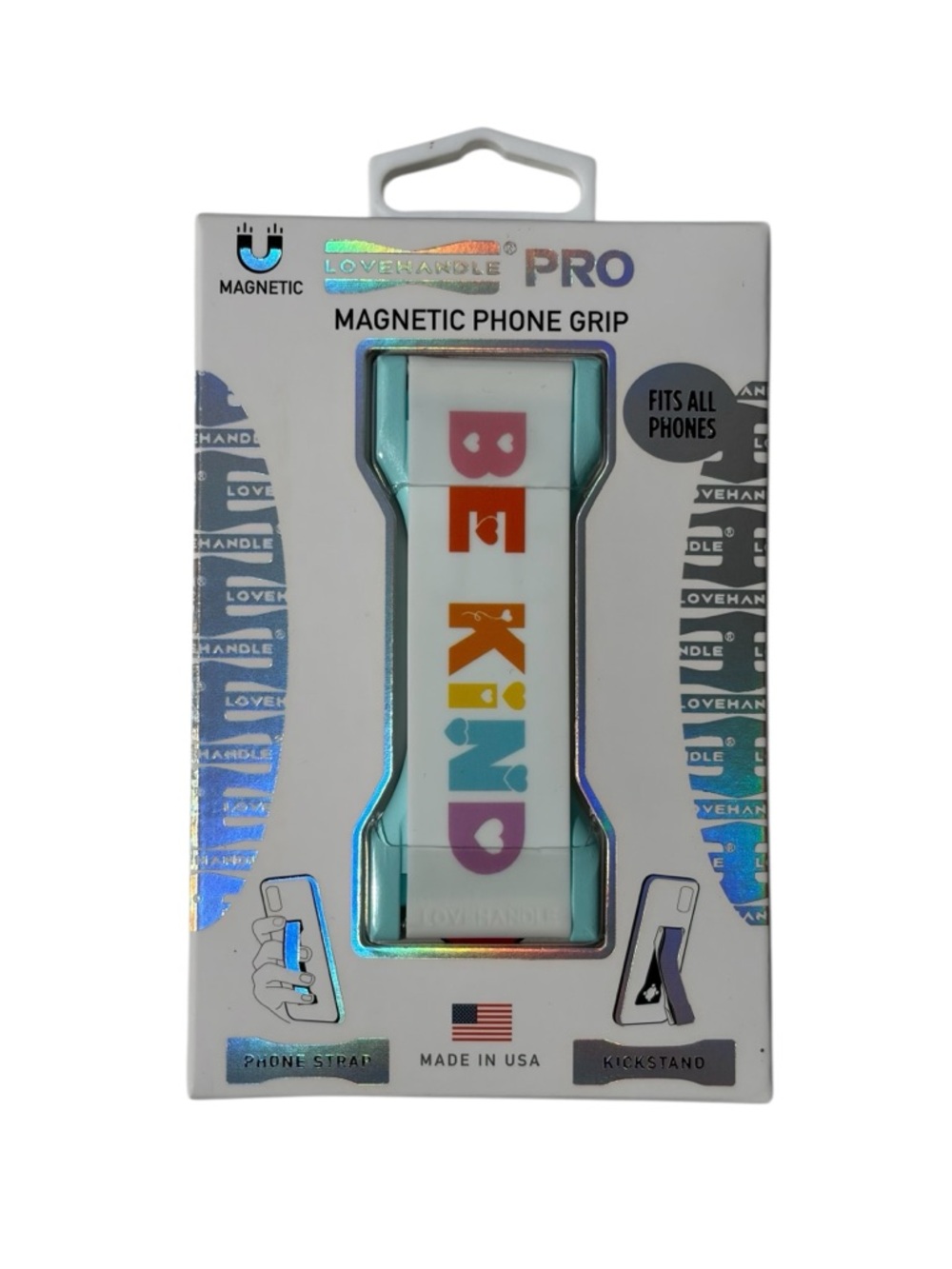 NIB PRO Magnetic Phone Grip - White with Multicolor Letters ‘BE KIND’